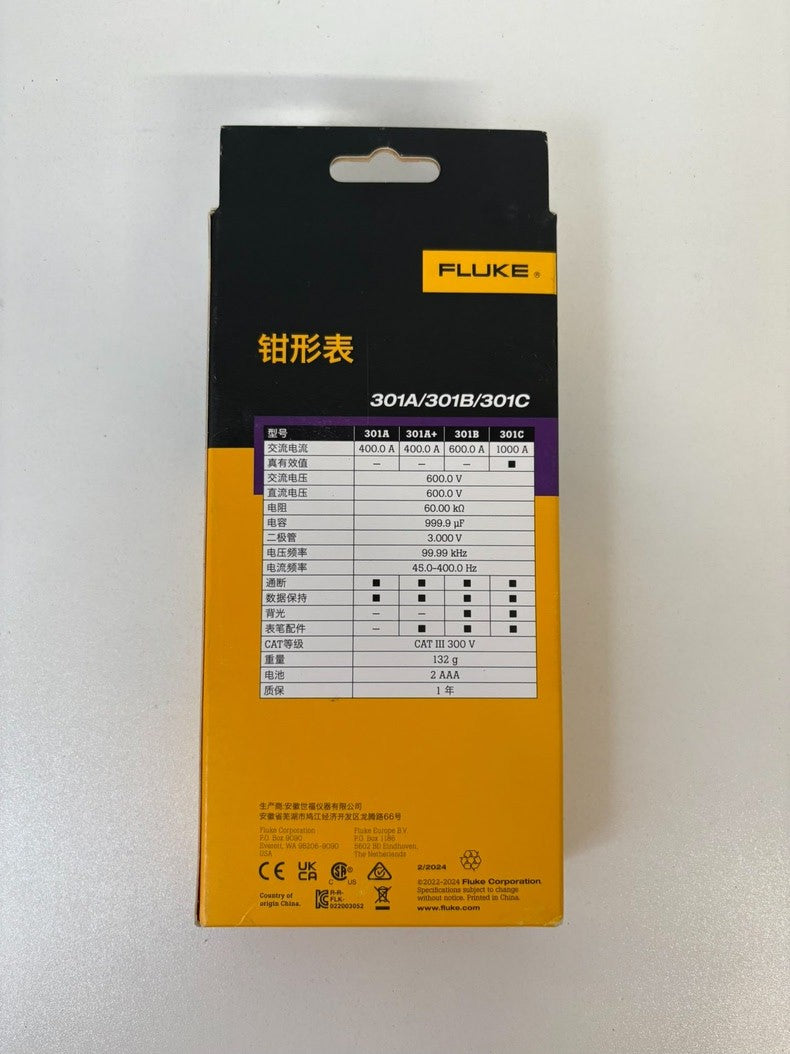 New Fluke 301C AC Clamp Meter 400A Voltage Tester
