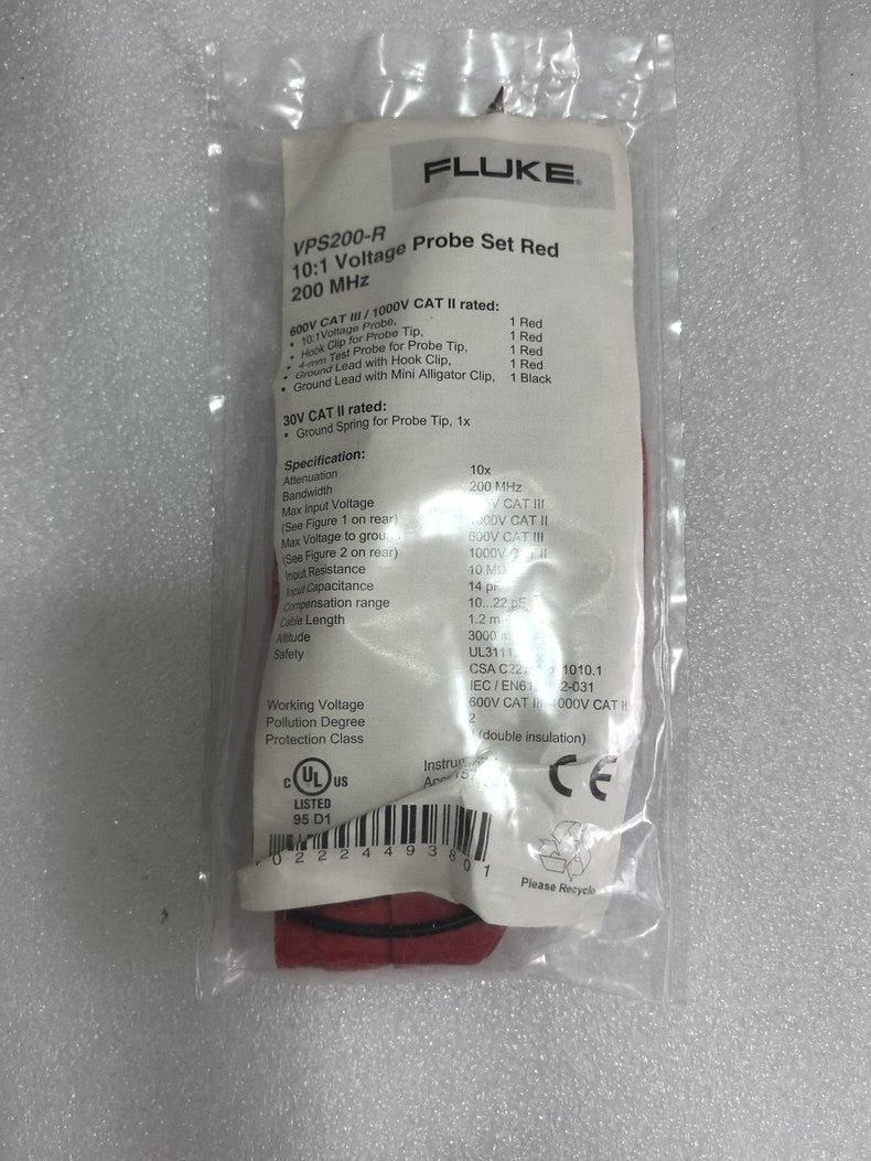 New VPS200-R 10X Red Oscilloscope Probe Fluke 200MHz