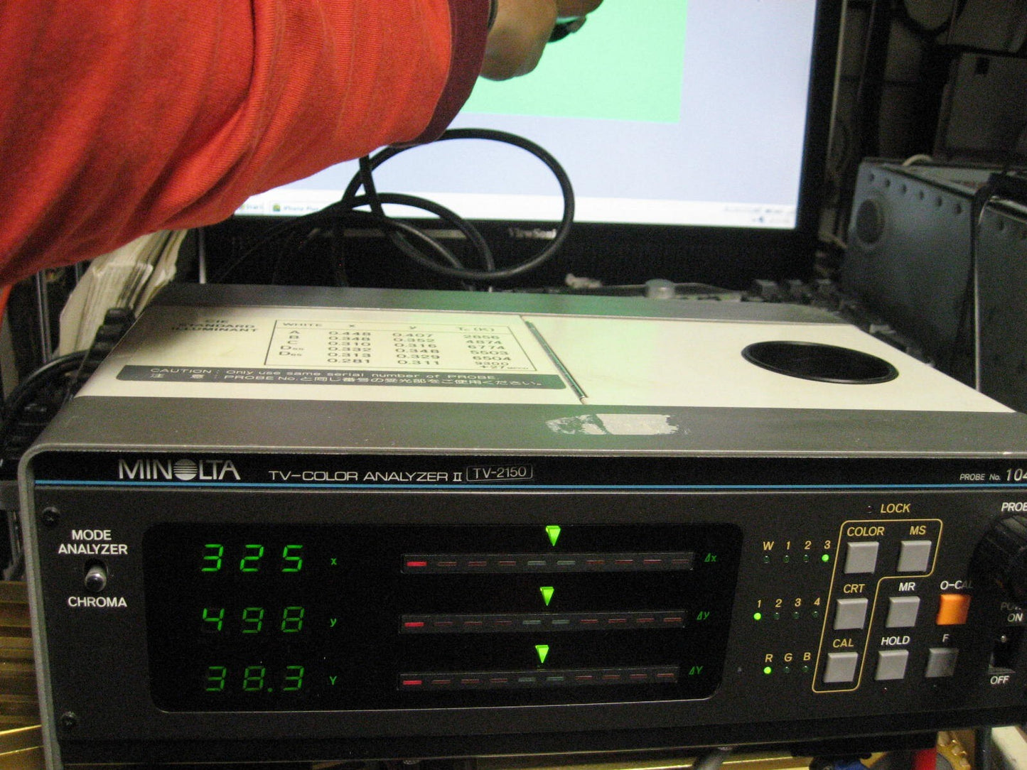 Color Analyzer Minolta TV-2150 Color Measurements Display