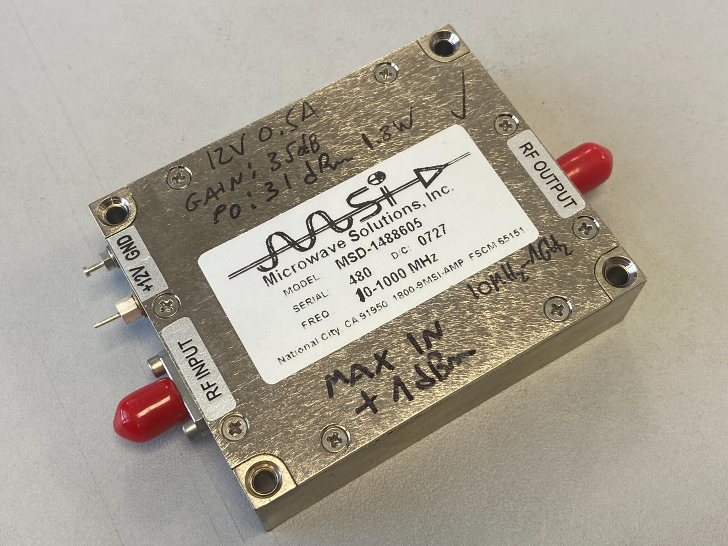 RF Power Amplifier 10MHz-1GHz 35dB 1.3W MSD-1488605