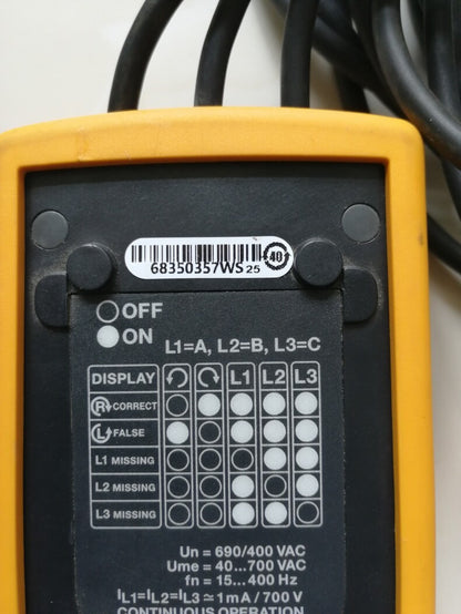 Used Fluke 9040 Portable Three Phase Rotation Detector