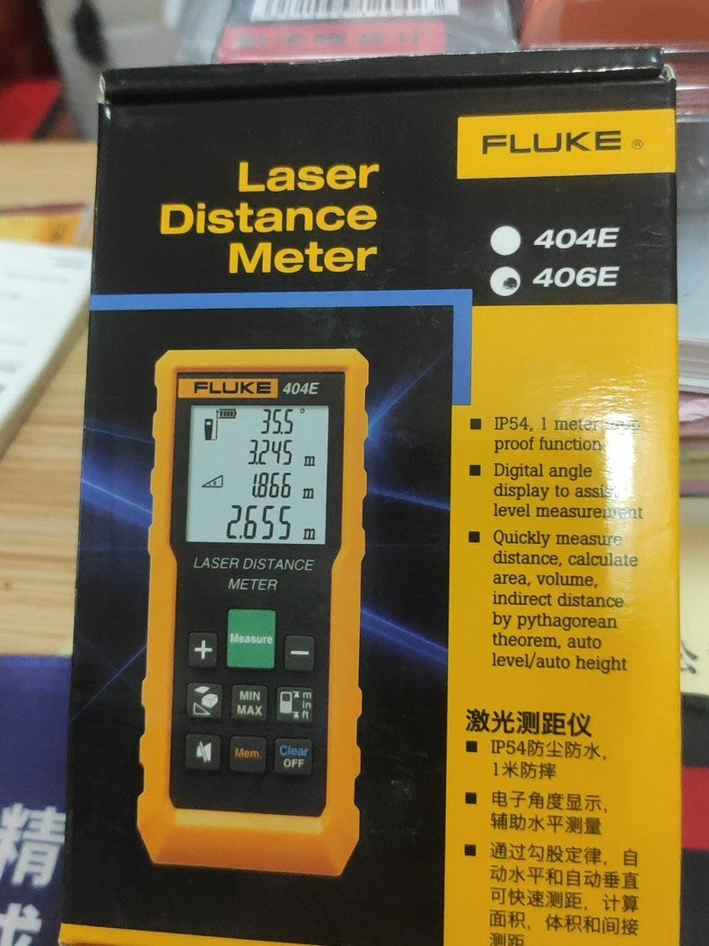 New Fluke 406E 60M Laser Distance Meter with Angle Sensor