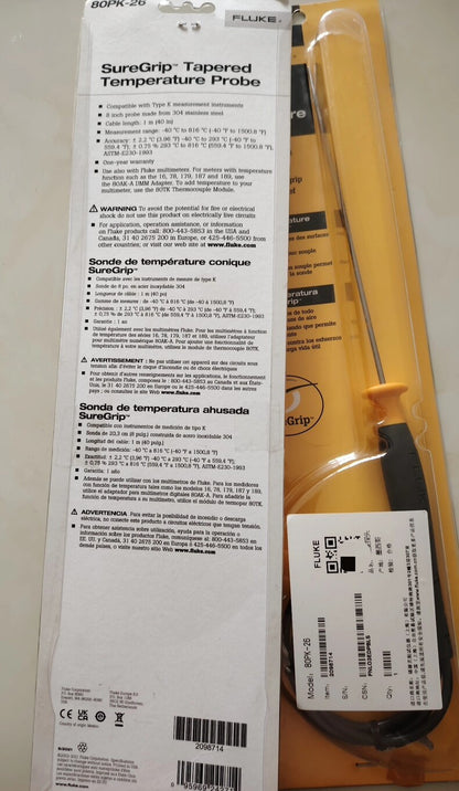 Type-K Temperature Probe Fluke 80PK-26 -40-816°C
