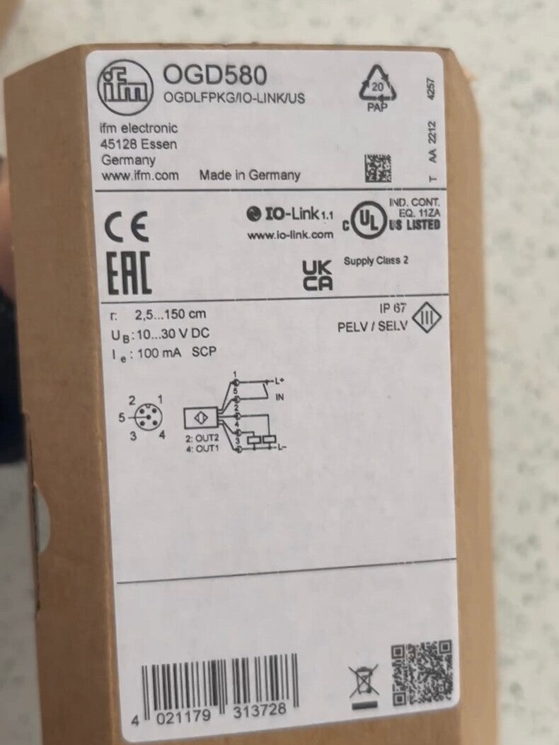 1PC New IFM OGD580 Efector Diffuse Reflection Distance Photoelectric Sensor