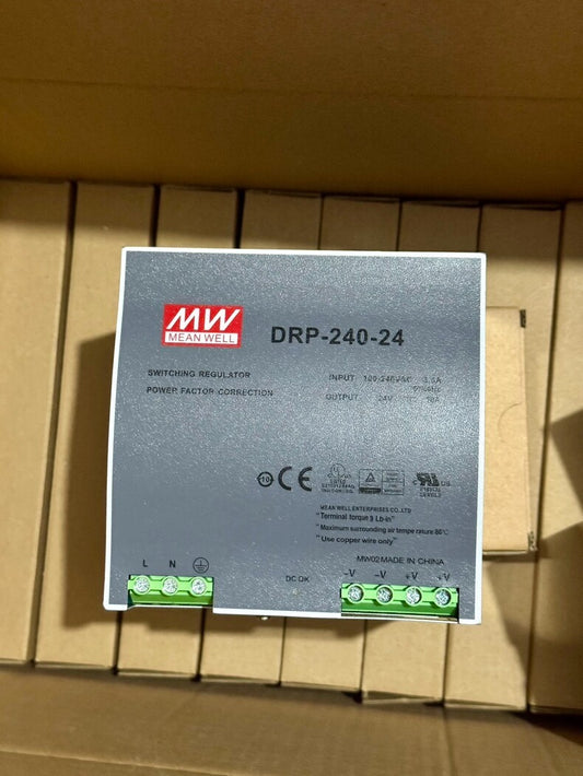 1PC New Mean Well DRP-240-24 240W DIN Rail Power Supply 24VDC 10A PFC