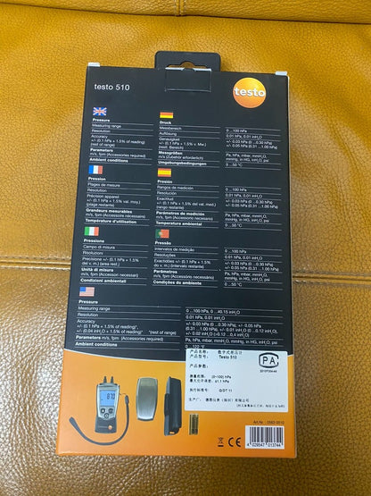 New Testo 510 Differential Manometer Air Pressure