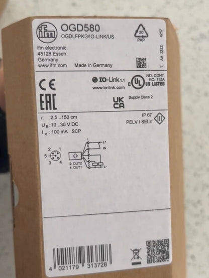 New IFM OGD580 Diffuse Reflection Distance Photoelectric Sensor