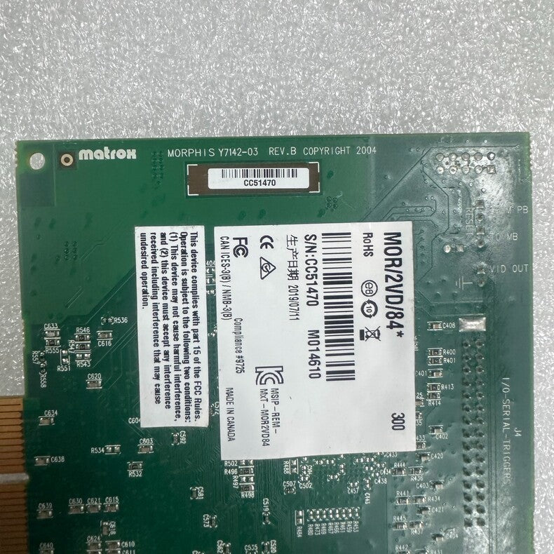 Used MATROX MOR/2VD/84 Frame Grabber Card