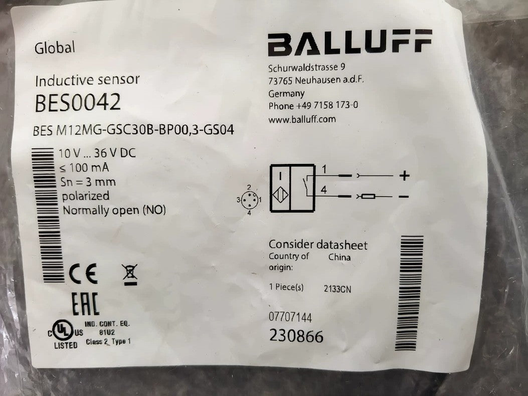 1PC New BALLUFF BES M12MG-GSC30B-BP00,3-GS04 Inductive Sensor BES0042 3mm