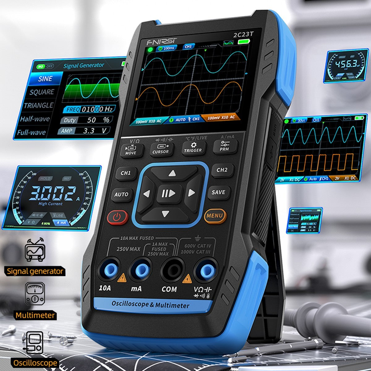 FNIRSI 2C23T 3-in-1 Oscilloscope Multimeter Generator