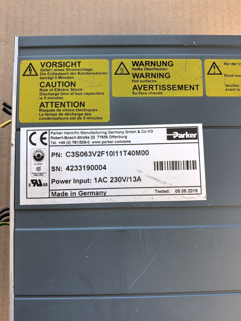 1PC Used Parker C3S063V2F10I11T40M00 Servo Drive 6.3kVA 230VAC
