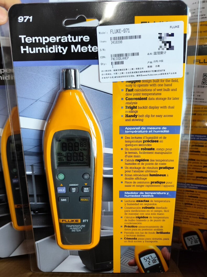 New Fluke 971 Portable Digital Temp Humidity Meter Tester