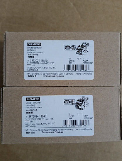 1PC New SIEMENS 3RT2024-1BB40 Contactor 3P 12A 24VDC SIRIUS 3RT2