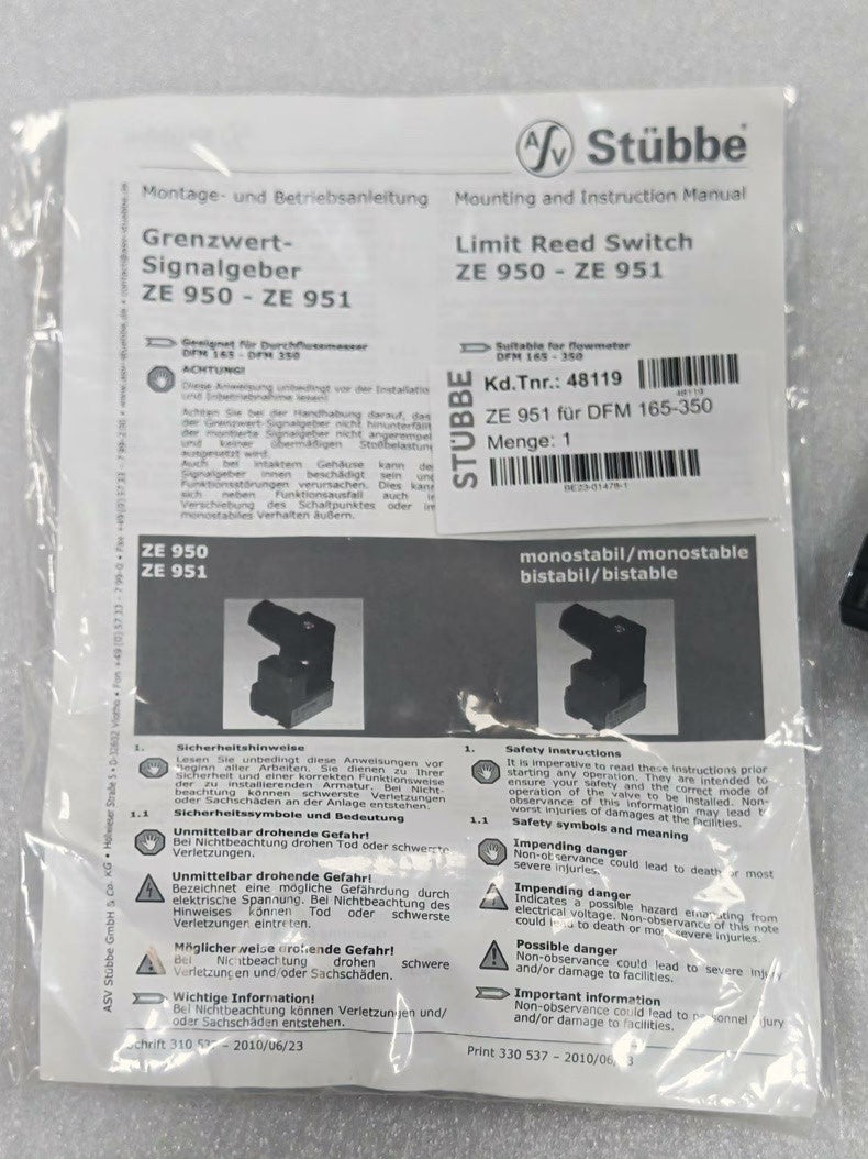 Stubbe ZE951 NO ASV Limit Reed Switch 230VAC 0.5A