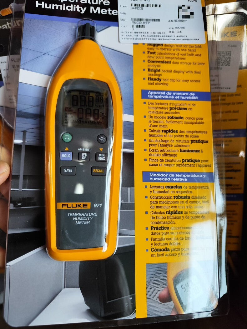 New Fluke 971 Portable Digital Temp Humidity Meter Tester