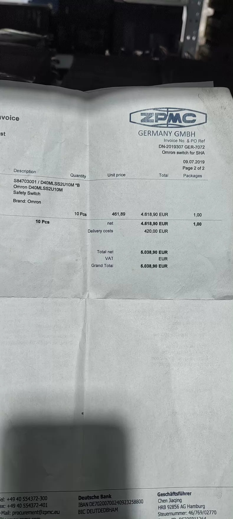Used Temposonics D40ML-SS2-U-10M Linear Transducer