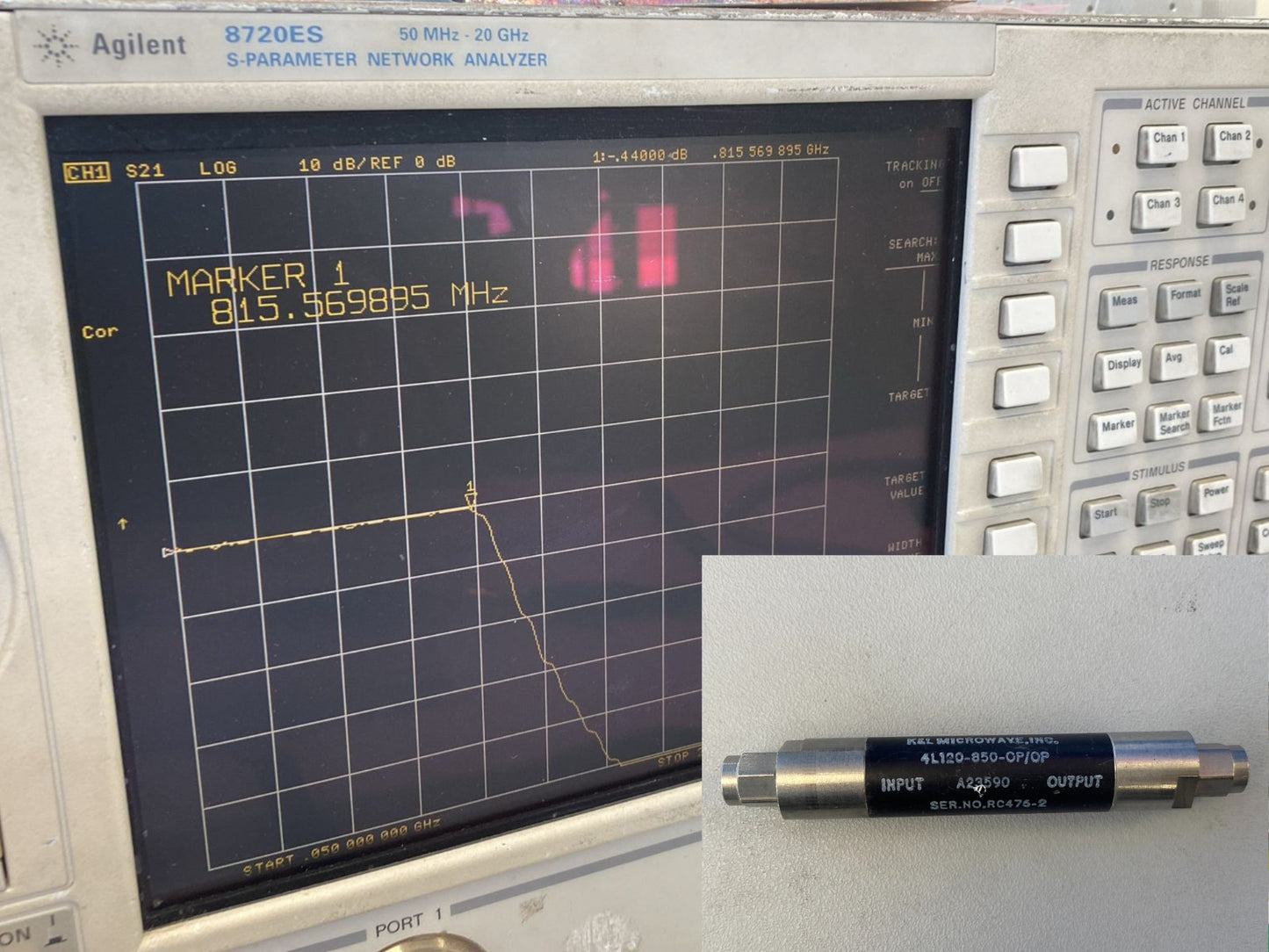 Low Pass Filter 815 MHz 0.3dB Loss 4L120-850-OP/OP