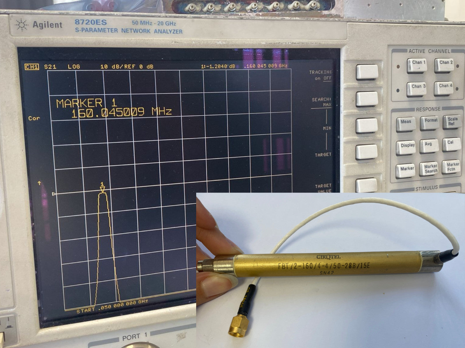 Band Pass Filter 160 MHz 4 MHz BW 1.2 dB