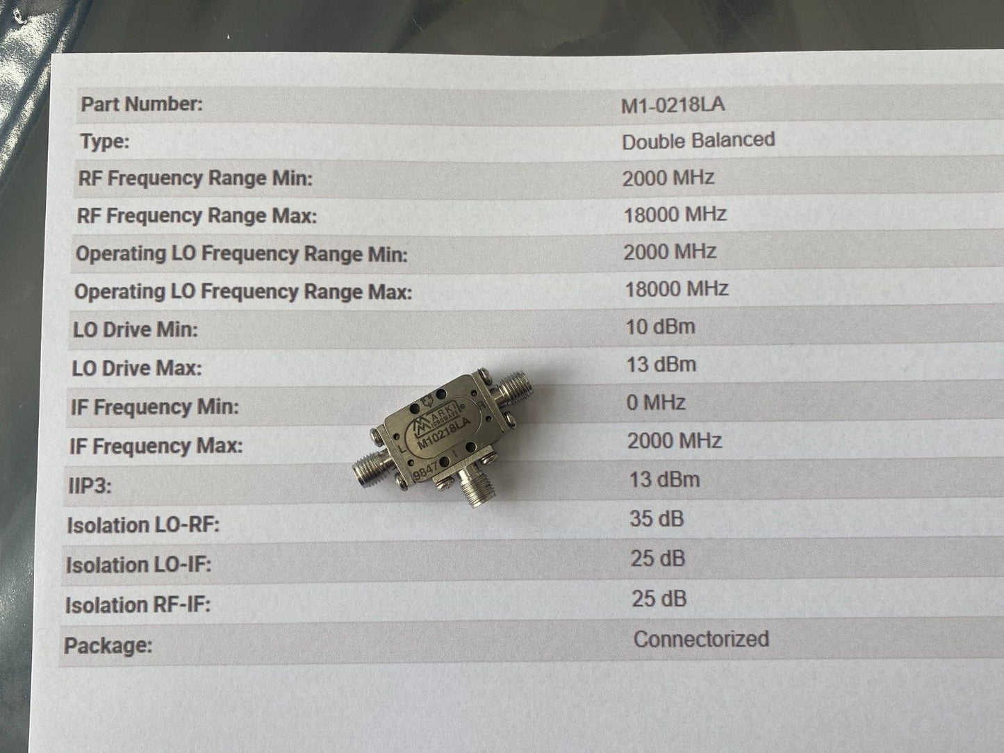 Marki RF Mixer 2-18GHz M10218LA