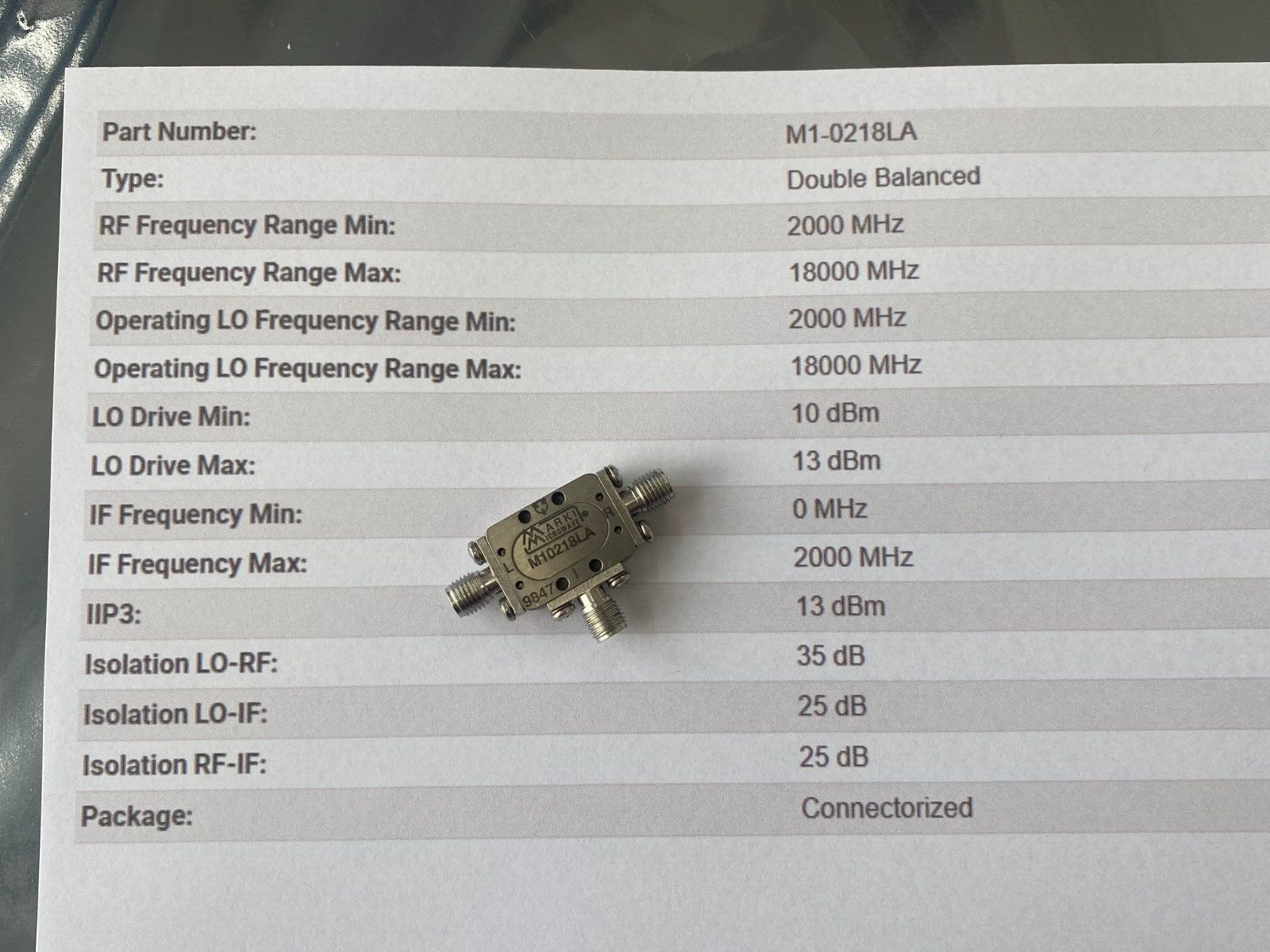 Marki RF Mixer 2-18GHz M10218LA