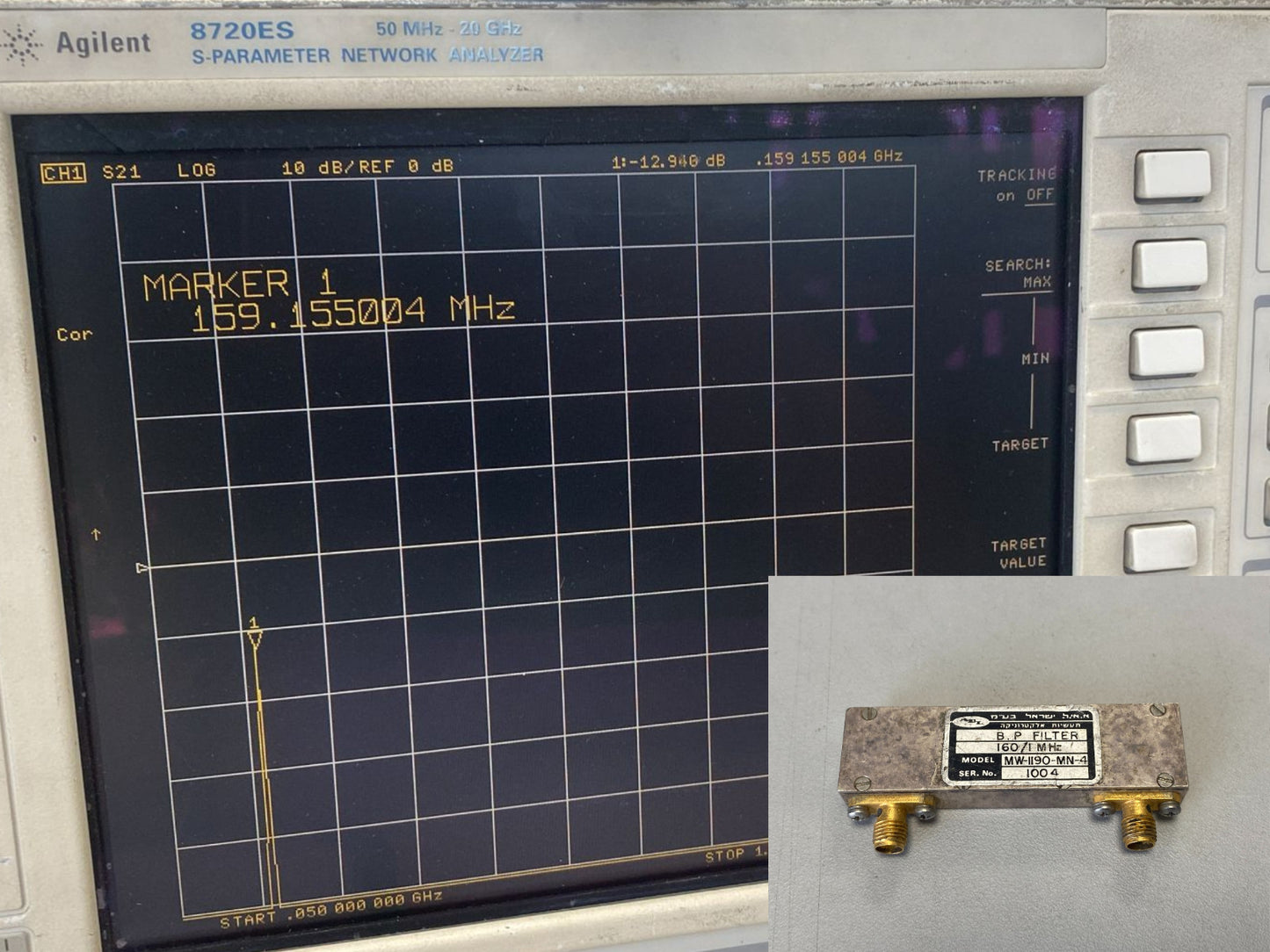 Band Pass Filter 160 MHz 1.1 MHz MW-1190-MN-4