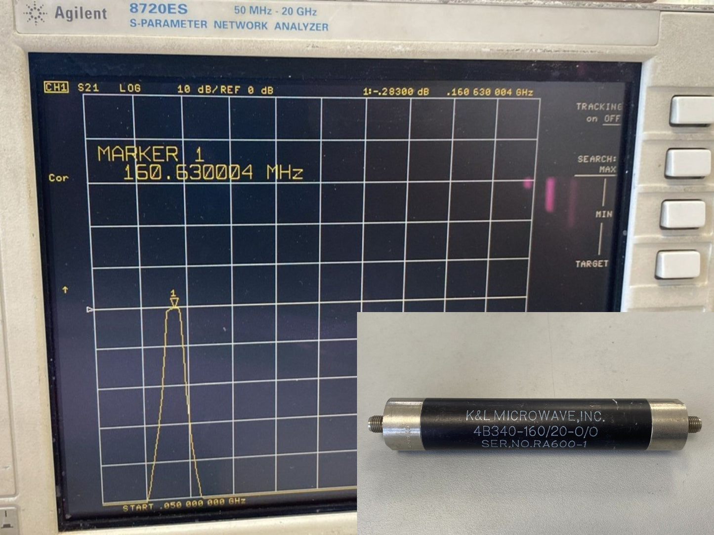 K&L Band Pass Filter 160 MHz 20 MHz BW