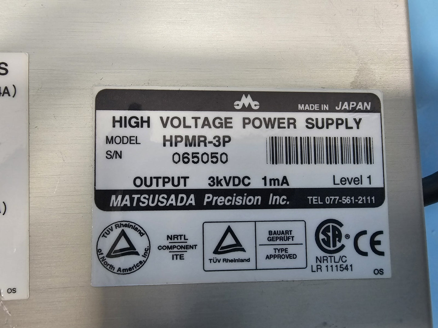Matsusada HPMR-3P High Voltage Power Supply