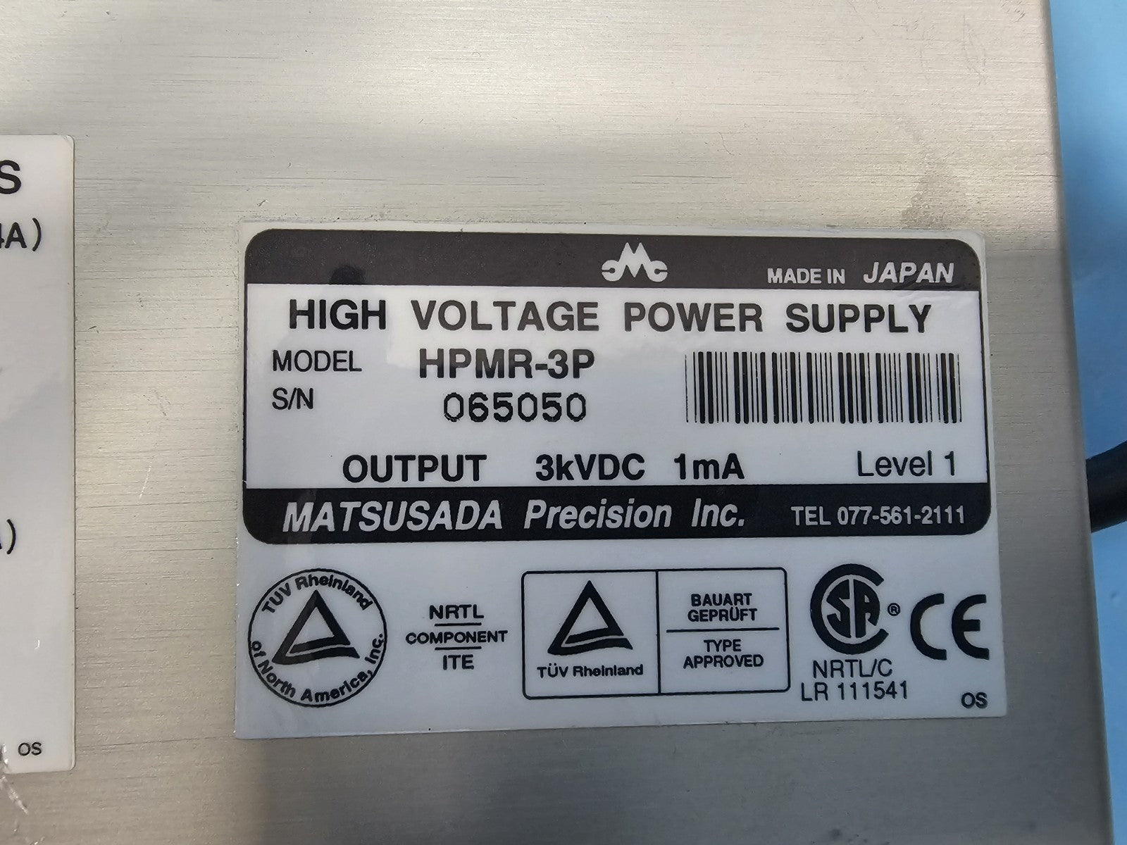 Matsusada HPMR-3P High Voltage Power Supply