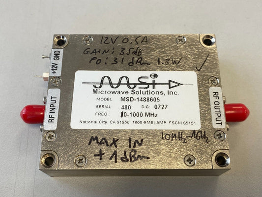 RF Power Amplifier 10MHz-1GHz 35dB 1.3W MSD-1488605