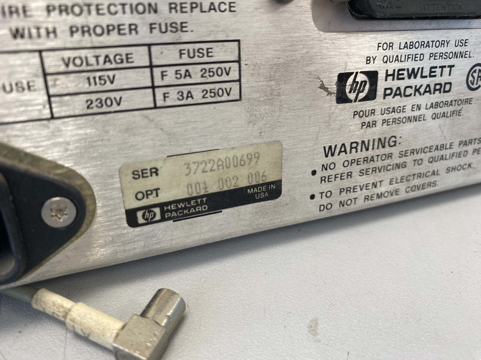 Agilent 83620B Back Panel