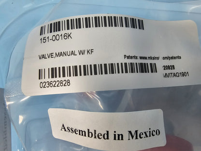 New MKS 151-0016K Manual Angle Valve