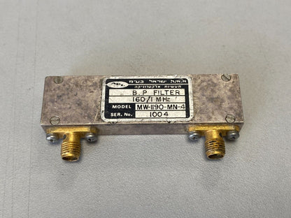 Band Pass Filter 160 MHz 1.1 MHz MW-1190-MN-4