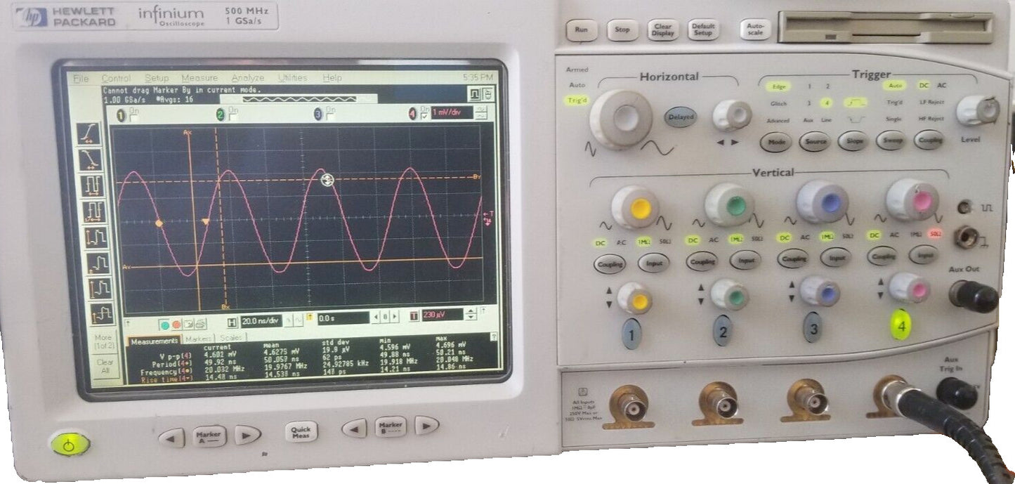 HP 54825A 500MHz Oscilloscope Self Calibration