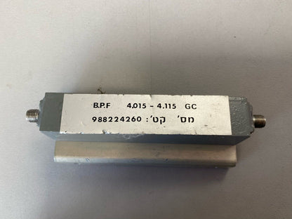 Bandpass Filter 4 GHz 120 MHz 0.4 dB Loss