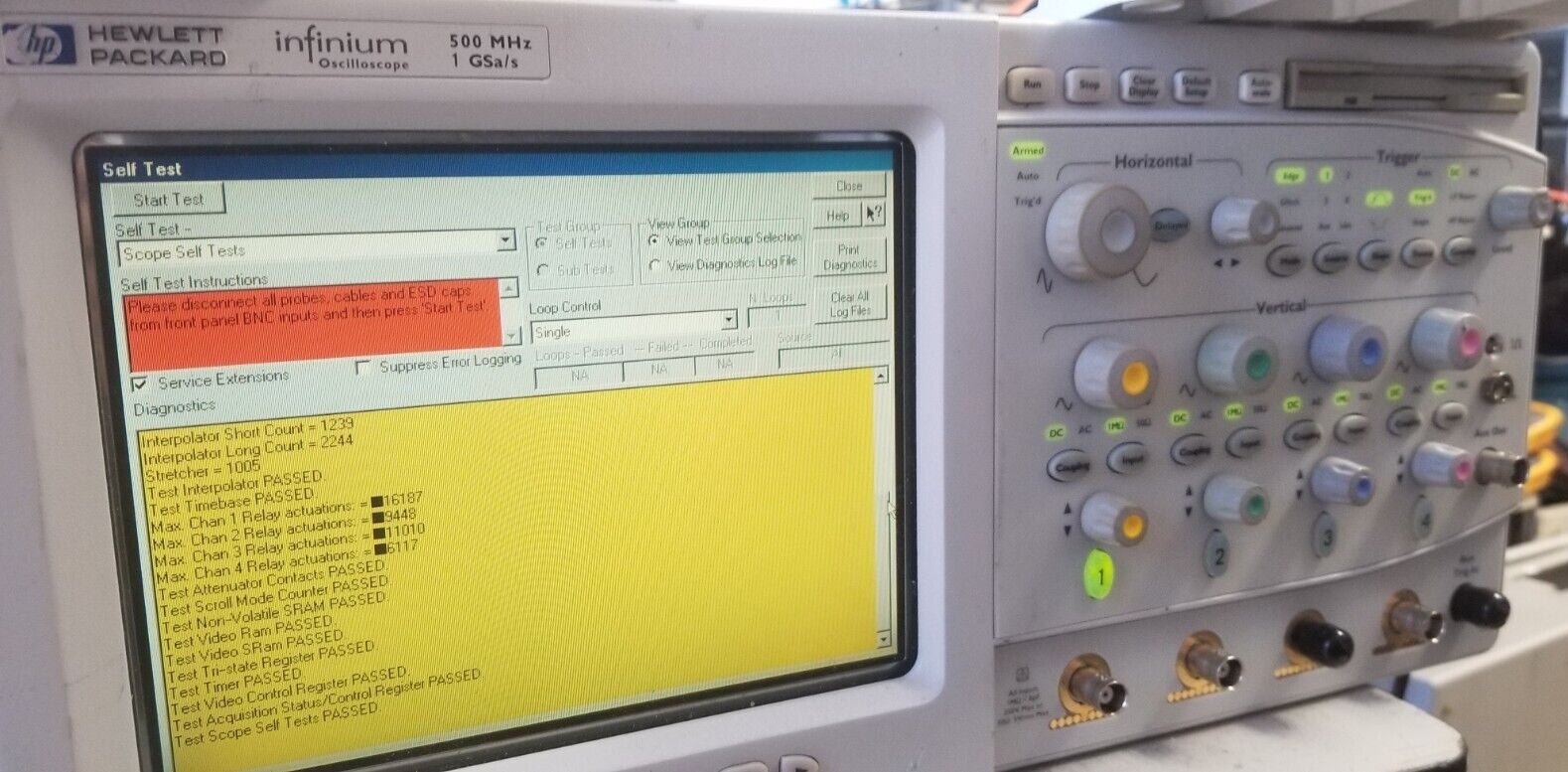 HP 54825A 500MHz Oscilloscope Self Calibration