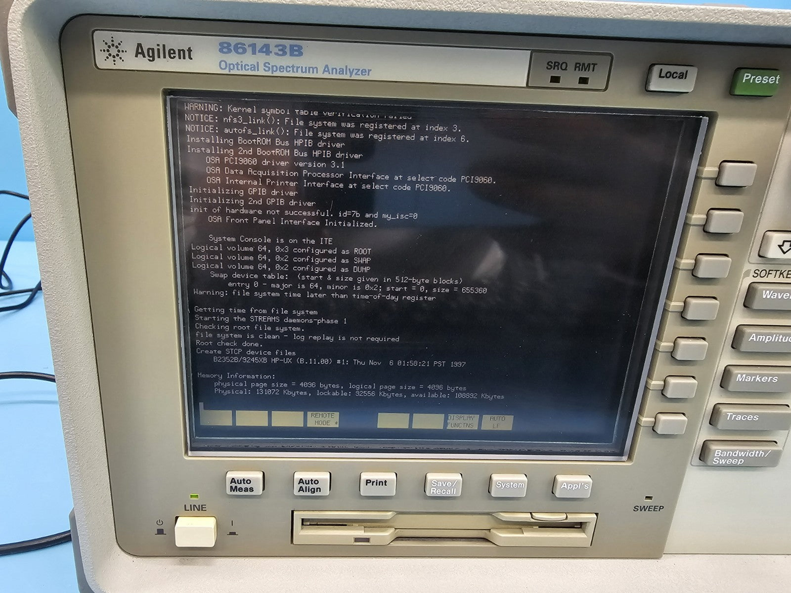 Agilent 86143B Optical Spectrum Analyzer Option 020