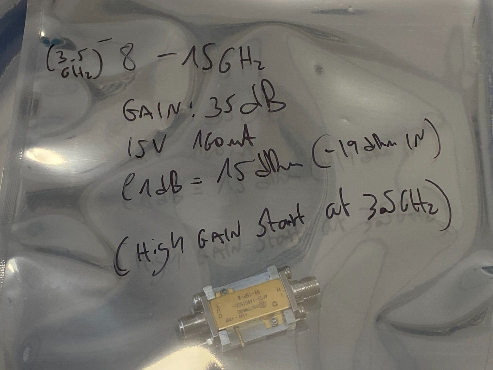 Miteq RF Amplifier 8-15GHz 35dB 15dBm