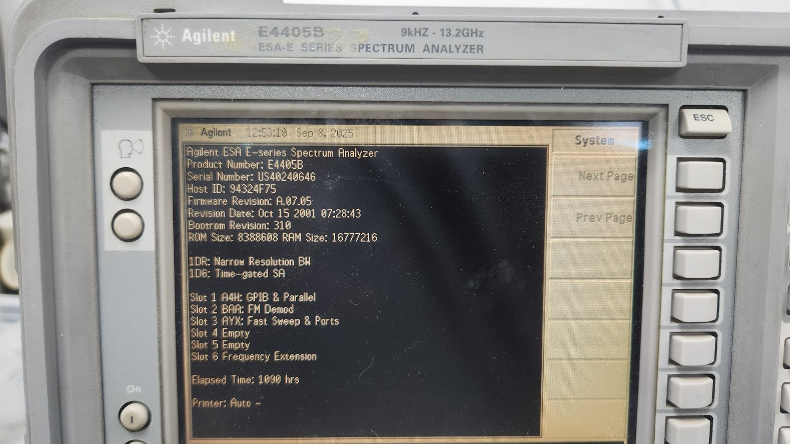 Agilent E4405B 9kHz-13.2GHz Spectrum Analyzer