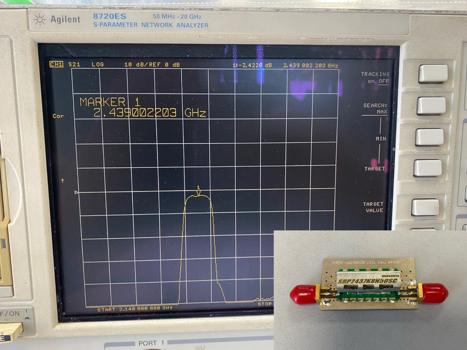 Band Pass Filter 2.4GHz BW 61MHz Loss 2dB SRP2437K8N50SC