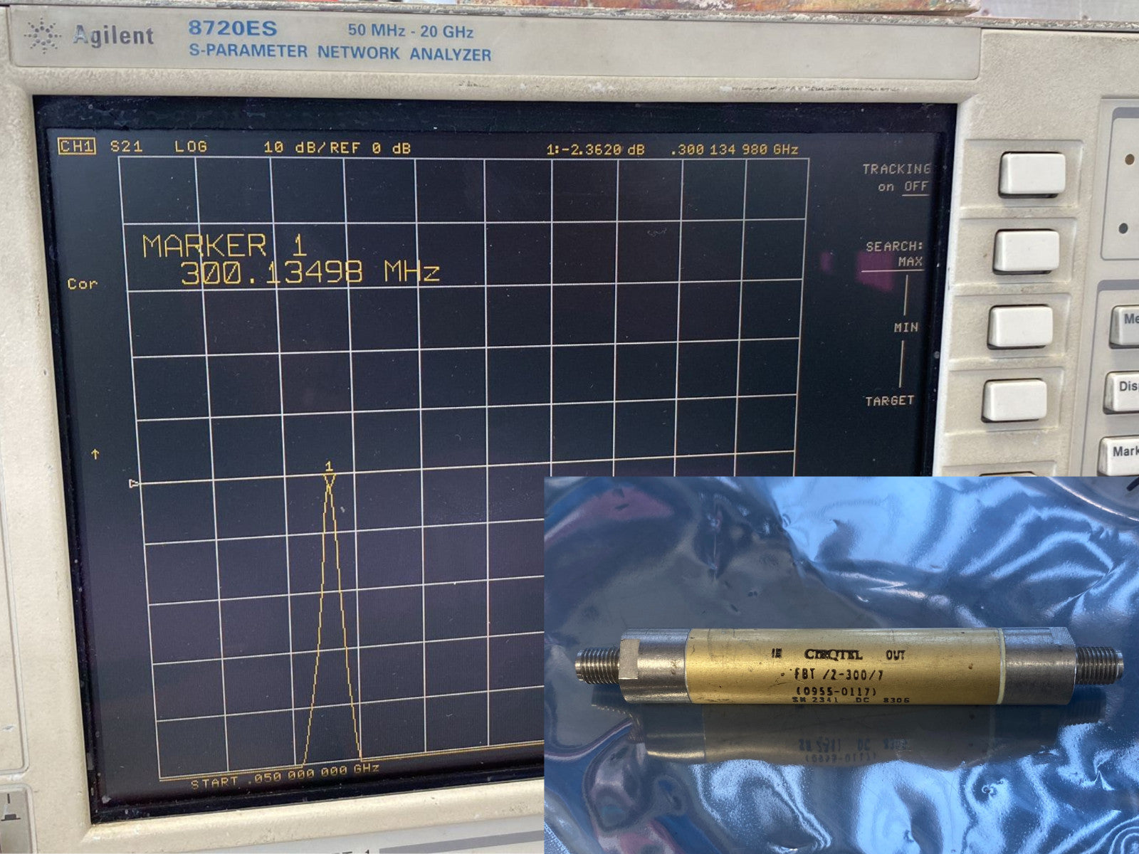 Band Pass Filter 300 MHz Center Frequency 7 MHz BW