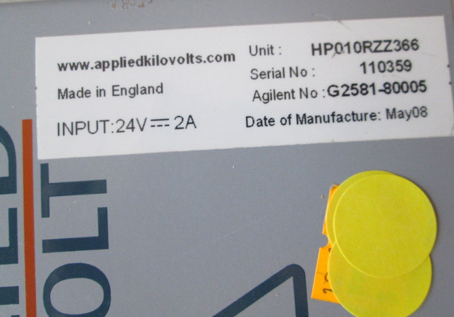 Agilent G2581-80005 High Voltage Power Supply