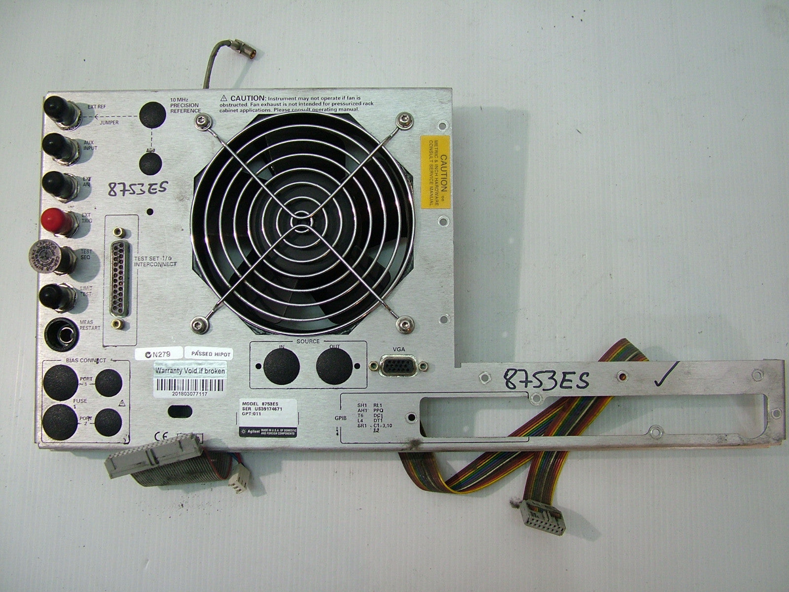 Agilent 8753ES Back Panel with Fan Assembly