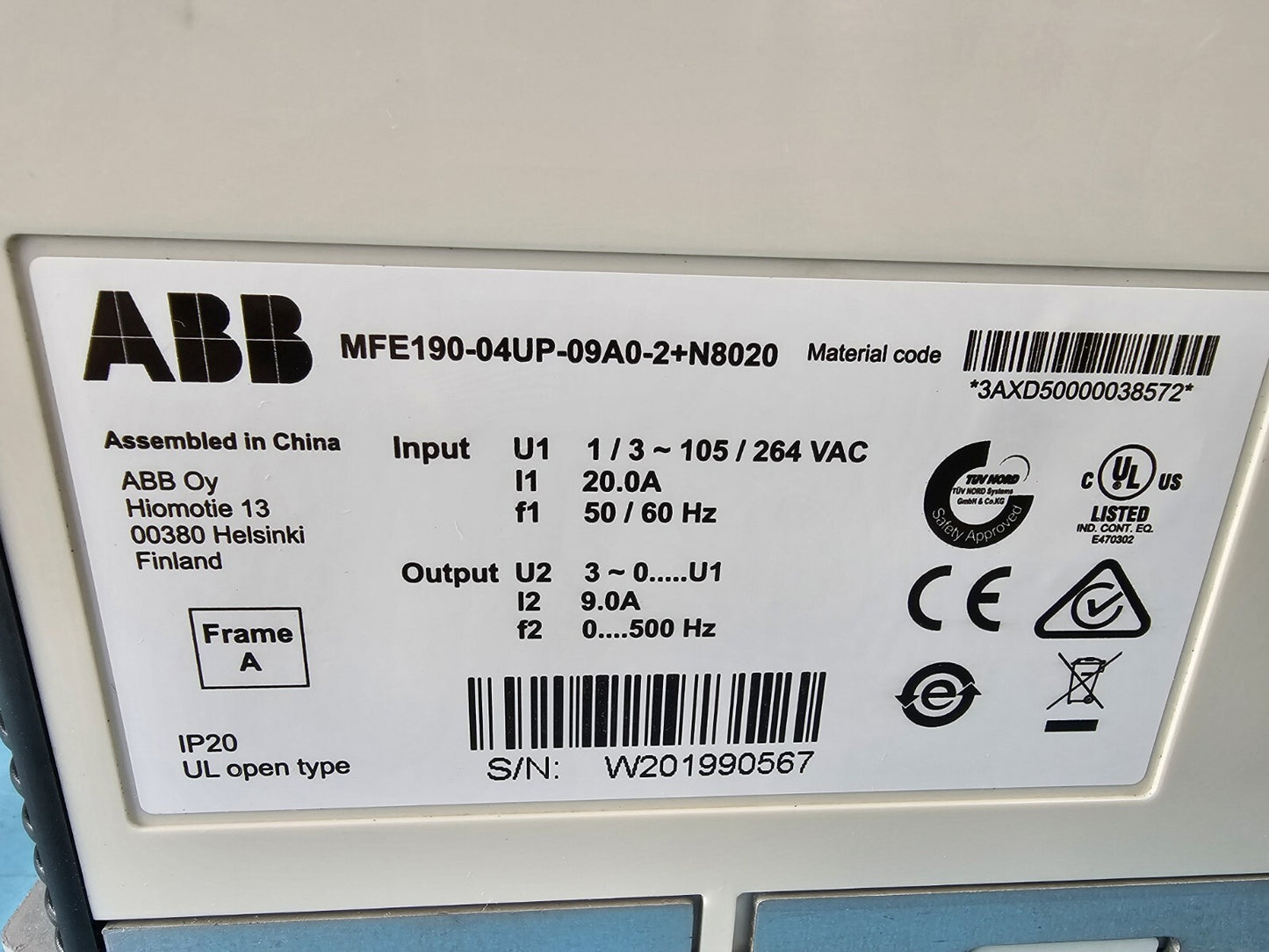 ABB MFE190-04UP-09A0-2 Servo Motor Driver