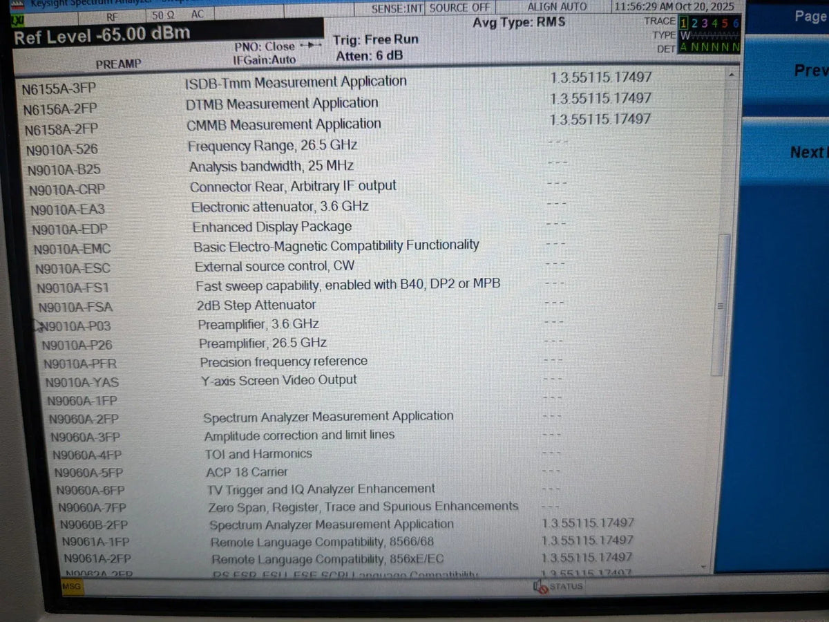 Agilent Keysight N9010A 26.5GHz Spectrum Analyzer