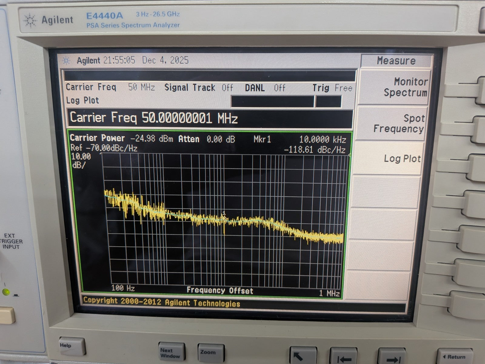 PSA Agilent E4440A Spectrum Analyzer 27GHz Phase Noise