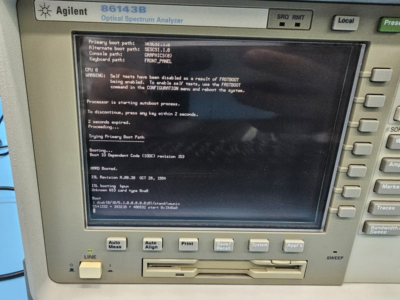 Agilent 86143B Optical Spectrum Analyzer Option 020