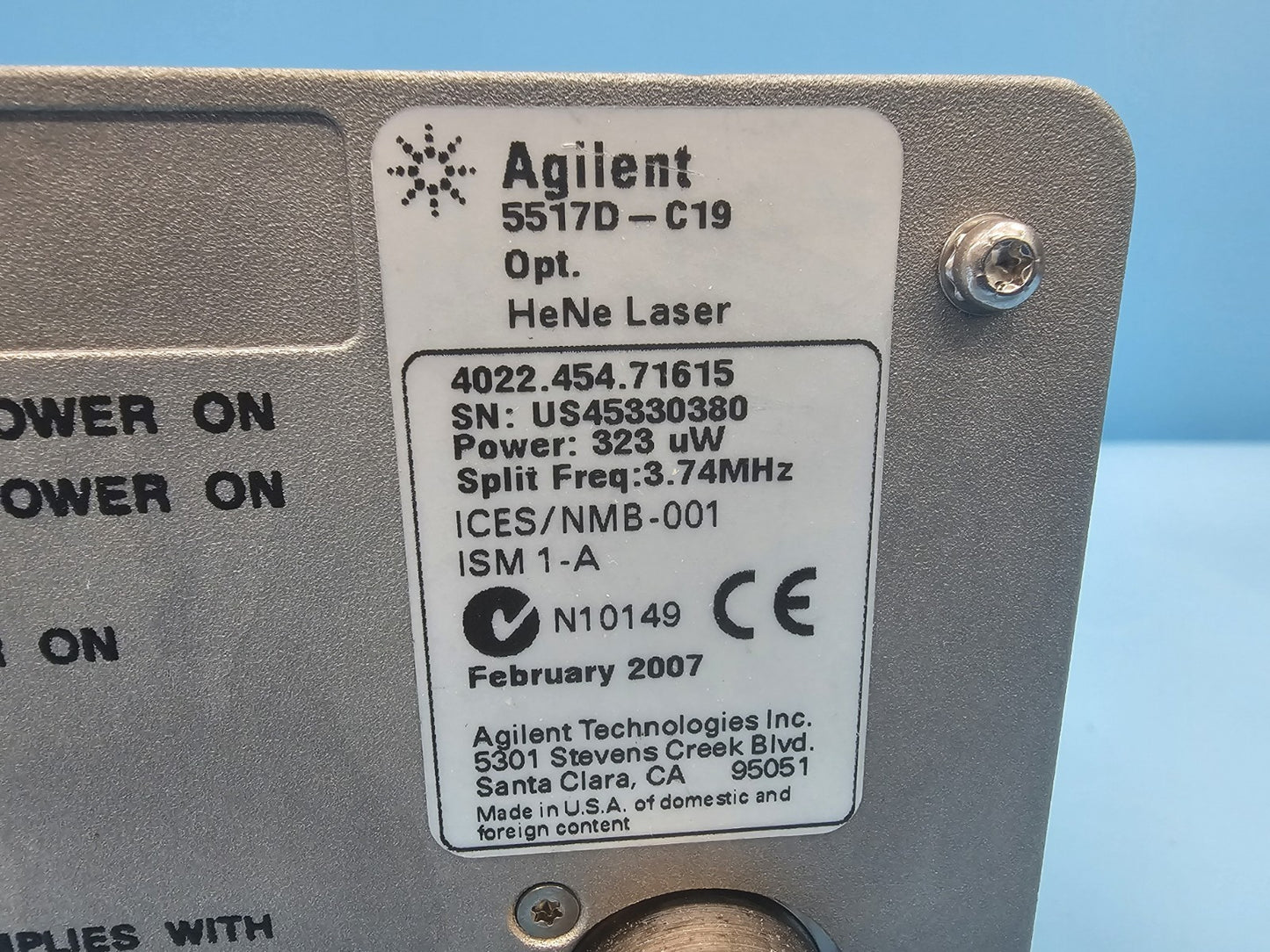 Agilent 5517D-C19 HeNe Laser Head ASML 4022