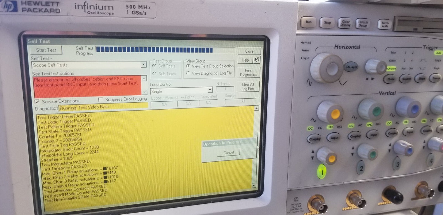 HP 54825A 500MHz Oscilloscope Self Calibration