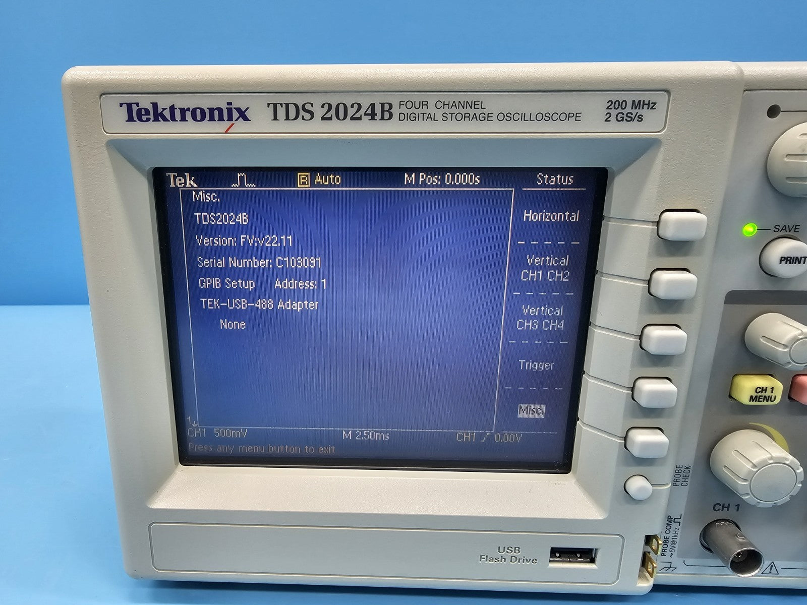 Tektronix TDS2024B 4-Channel 200MHz Digital Oscilloscope