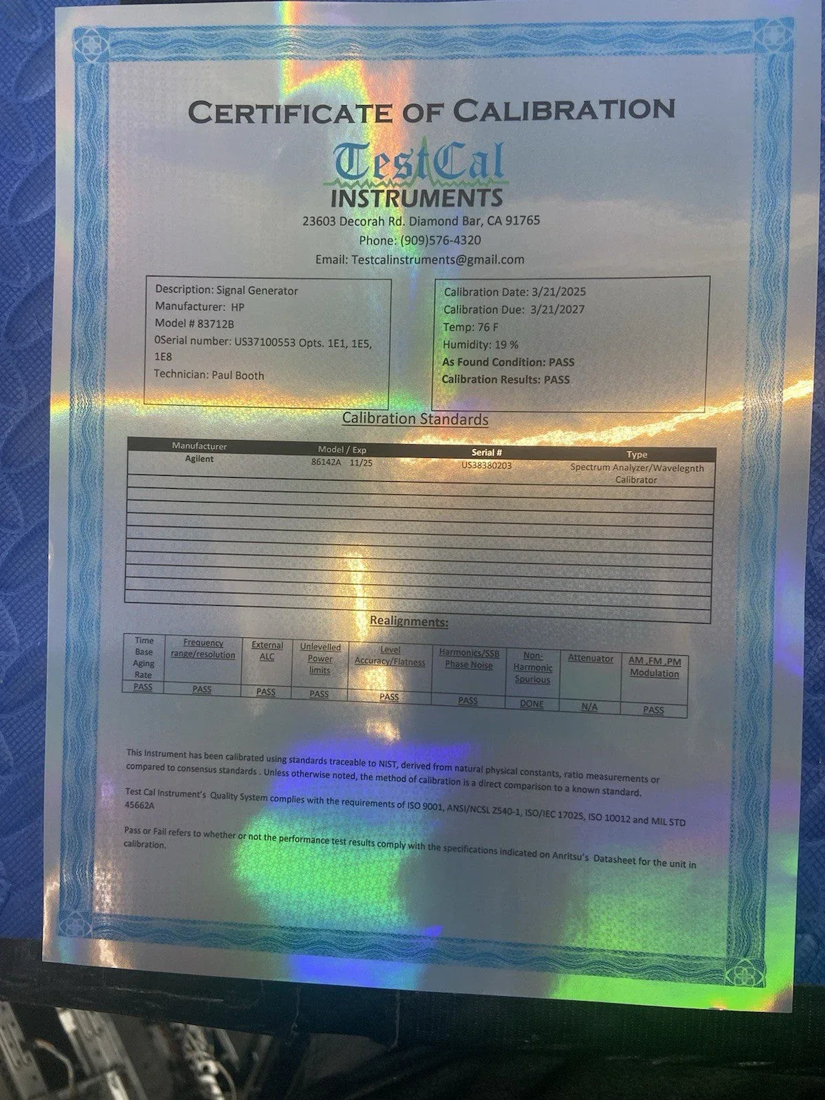 Agilent HP 83712B 0.01-20GHz Signal Generator